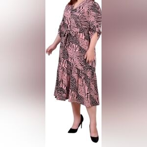 NY Collection Animal Print Shirt Dress NWT From MACYS. 2X
